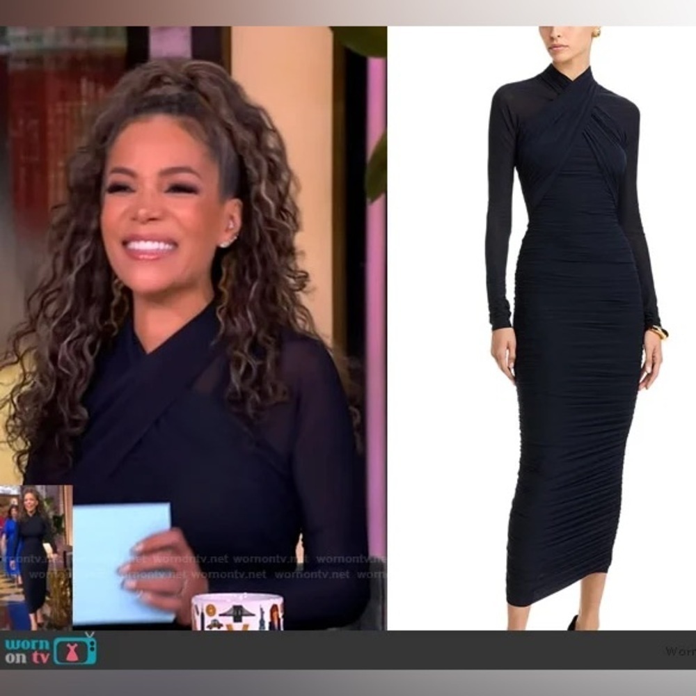 Ronny Kobo Afra Ruched Bodycon Dress in Navy XS - Picture 2 of 16